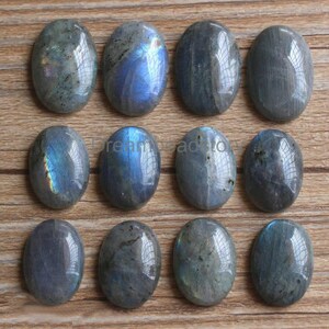 Natural Labradorite Gemstone Round/ Oval Flat Back Cabochons for Jewelry Making Sold by One Piece