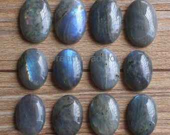 Natural Labradorite Gemstone Round/ Oval Flat Back Cabochons for Jewelry Making Sold by One Piece