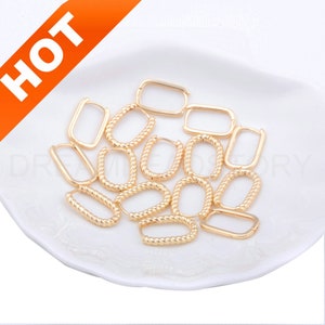 2-100 Pcs Rectangle Hoops 14K Gold Plated Minimalist Chunky Square Oblong Hoop Earring Finding