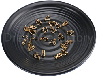 20-100 Pcs Raw Brass Ear Clips/ Clip On Earring Bases/ Non Pierced Earring Clips Bulk Wholesale