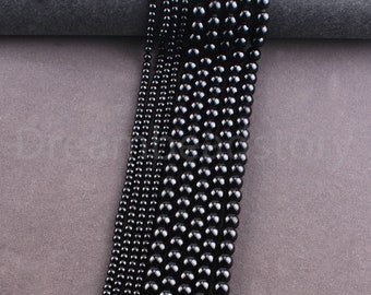 Natural Black Tourmaline Healing Gemstone Beads for Mala Yoga Jewelry Making Supplies Full Strand 4mm 6mm 8mm 10mm Beads