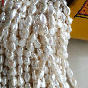 High Quality Natural White Pearl Beads, High Luster Big Baroque Pearls, One Full Strand, 10-11mm Pearls for Necklace Making Supplies