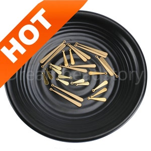 100-1000 Pcs Long Drop Charms Raw Brass 15mm 20mm 30mm 38mm Blank Pendant Stamping Component Finding Bulk Wholesale ( 1 Loop )
