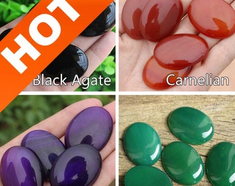 1-20 Pcs Gemstone Cabochons Natural Amethyst/ Agate/ Sandstone/ Unakite Big Size 30*40mm Flat Back Oval Stone Cabs Lots Wholesale