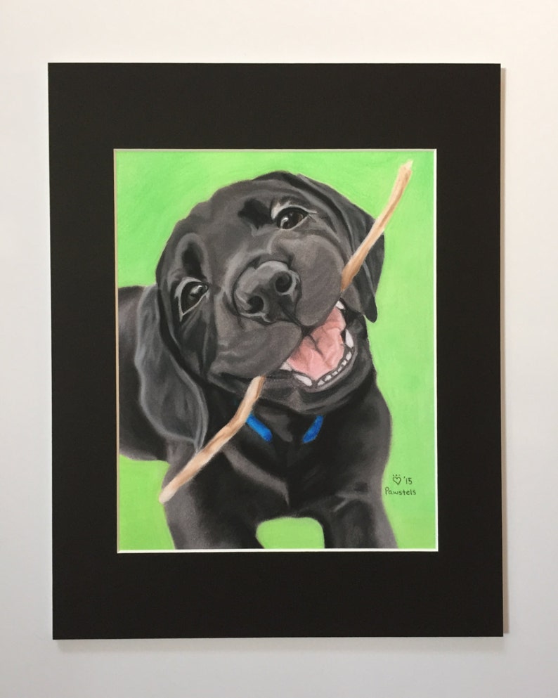 Puppy Art Print, Black Lab Puppy Art, Labrador Retriever Art, Dog Lover Gift, Dog Decor - Fine Art Giclee Print of an Original Pawstel image 2