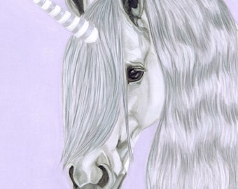 Impression d’Art Licorne, oeuvre Art, la dernière Licorne peinture, décor princesse de conte de fée - impression jet d’encre Fine Art d’un Pawstel Original