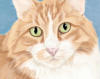 SALE - Cat Art Print, Cat Lover Gift, Orange Tabby Cat Art, Cat Decor - Fine Art Giclee Print of an Original Pawstel