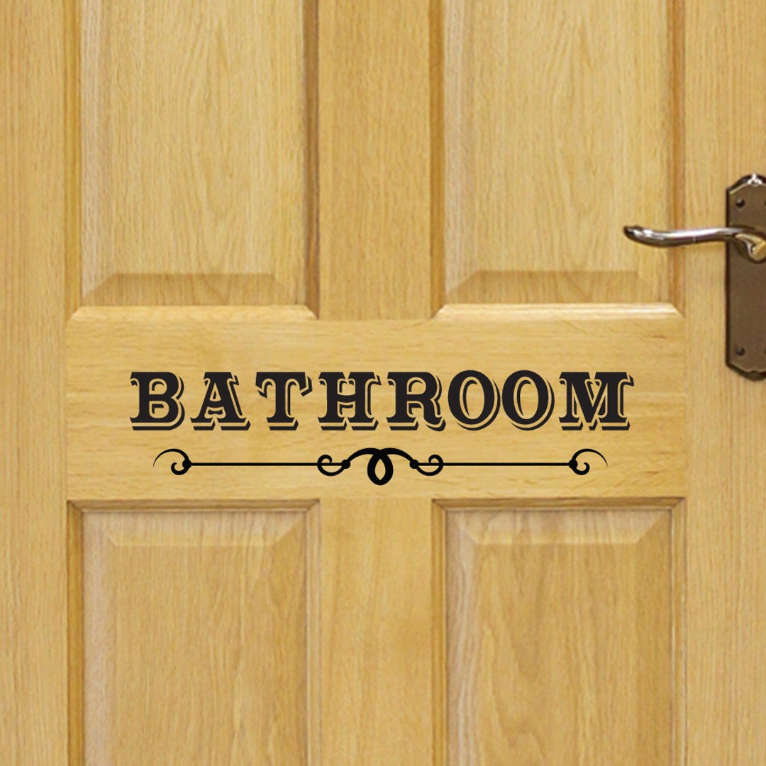Bathroom Door Decal Wall Art Victorian Style Personalized Etsy
