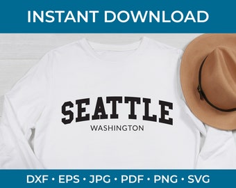 Seattle Washington SVG Schnittdatei für Cricut, Seattle minimalistischer Text digitaler Download, Seattle Sport PNG Schnittdatei