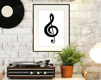 Music note art print for musicians, music fans and songwriters. Digital download wall art for music room, bedroom or media room or studio.