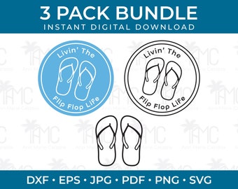Flip Flop Life SVG Bundle, sandals illustration, svg for stickers and decals, summertime sayings, no shoes quote, beach inspired design