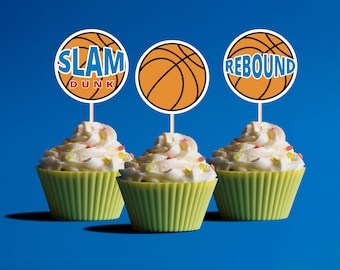 Basketball Cupcake Toppers SVG, Sports cake toppers for cupcakes, Unique basketball themed cupcake decorations, PNG Birthday cake topper