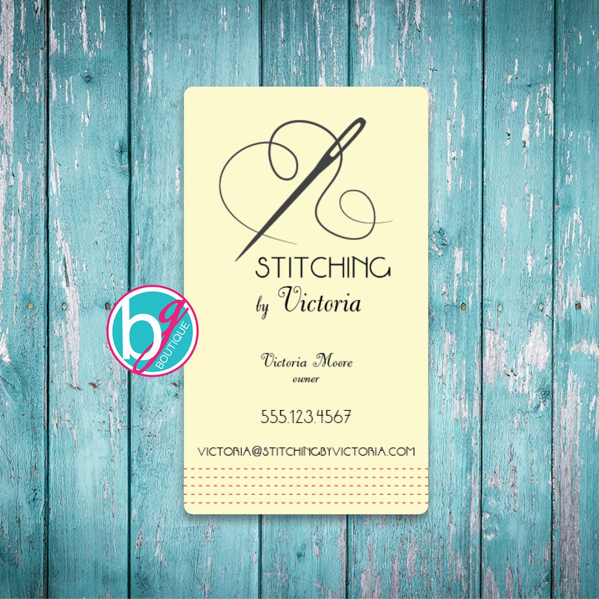 Business Card Design Premade Stitching by Victoria Etsy Etsy