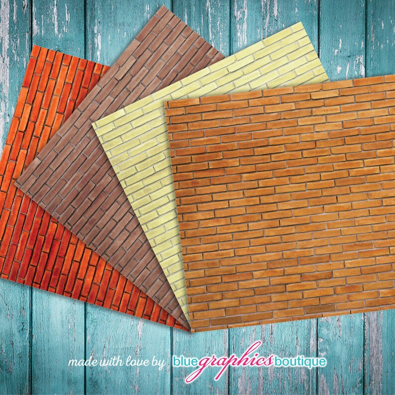 BRICK WALLS Digital Paper, Buy 2 Get 1 Free, Free Commercial Use for Small Business, brick background, texture, wall background, rustic wall image 4