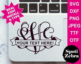 Banner Vine Monogram Interlocking SVG Files for Cricut Silhouette svg dxf png jpeg ttf otf font (vinyl scrap booking clip art clipart)