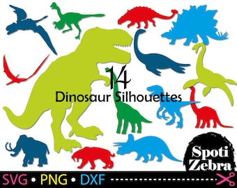 Dinosaur Silhouettes SVG Files for Cricut Silhouette svg dxf png (vinyl scrap booking clip art clipart clip art)
