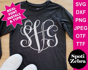 Vine Monogram Interlocking SVG Files for Cricut Silhouette svg dxf png jpeg ttf otf font FREE svg borders (vinyl scrap booking clip art)