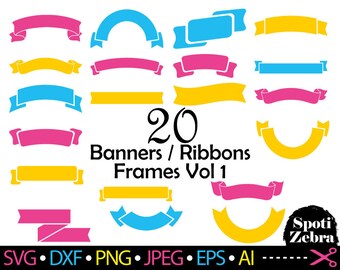 Banner SVG Ribbon SVG Files for Cricut Silhouette Laser Cut svg dxf png jpeg eps ai files (scrap booking clip art clipart vinyl) Vol 1