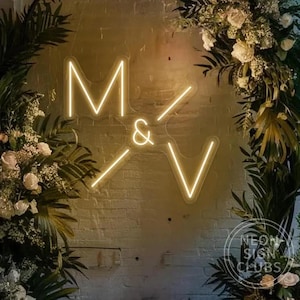 Custom Initials Name Neon Sign,Wedding Led Sign,Name Wedding Sign,Wedding Party Backdrop Decor,Initials Led Sign,Neon Sign Initial,Neon Sign
