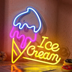 Eis Leuchtreklame, Eis Schild, Küche Kaffee Bar Shop Restaurant geöffnet Leuchtreklame-Dekor, Eistüte Leuchtreklame, Neon Dessert Schild