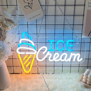 Ice Cream Neon Sign,Kitchen Coffee Bar Shop Restaurant Open Late Neon Sign,Ice Cream Cone Neon Sign,Neon Dessert Sign,Opening Gift,Neon Sign