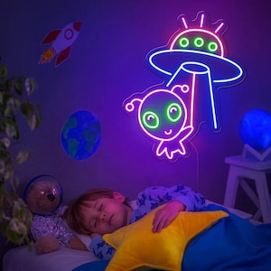 Alien UFO Neon Sign: Kids Room Decor, Anime Style