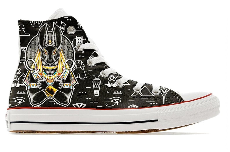 Custom Printed Converse Shoes Sneakers Ancient Egypt Anubis Etsy