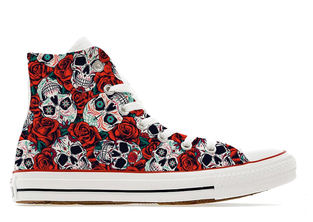 Custom Shoes Sugar Skull and Roses Skulls Masonic Day of the