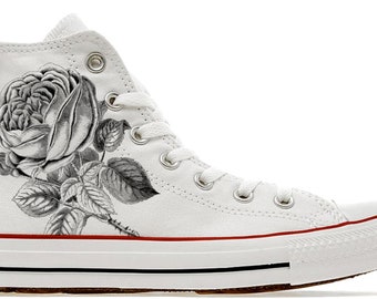 black converse with roses