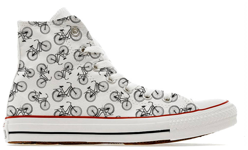 Gimnasio Paternal Eléctrico Illustrated Bicycle Pattern Custom Converse High Top Shoes - Etsy