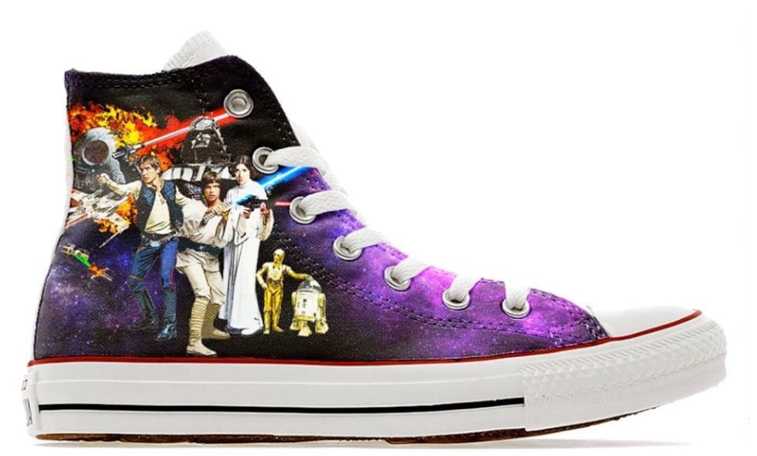 Wars in the Stars Illustration Custom Converse High Top Shoes Trainers ...