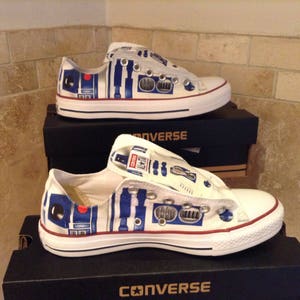 R2D2 Droid style wars in the star illustration custom converse low top shoes sneakers printed trainers gift image 4