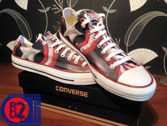 American Hero Custom Converse Low Shoes Captain Usa