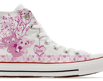 Lovely Fox officially licensed Michelle Breen Designs heart love custom printed converse gift high top sneakers trainers