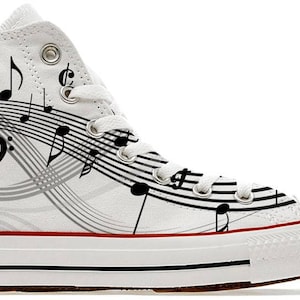 musician musical notes  illustrated custom converse high top shoes