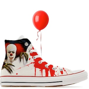 Scary clown Halloween alien  horror scary cult movie design custom converse high top shoes