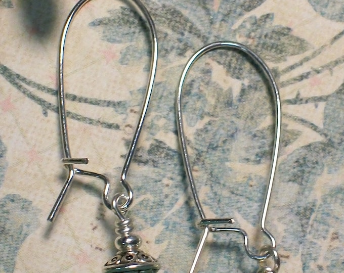 LKE0036, "LEENA",  Alluringly Beautiful. Retro Turquoise drop earrings, with Surgical steel accent beads.