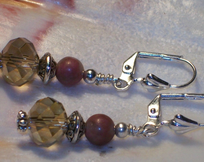 LKE0067   "ROSA",  Feminine, Retro, Vintage, Swarovski crystal, Delicate, Rose