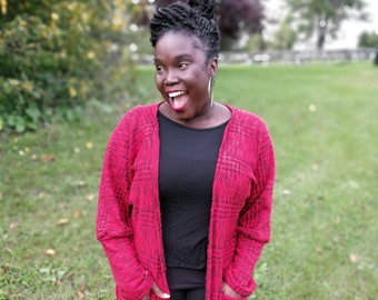 Black and Red Sweater Cardigan, Fall fashion, warm weather, seasonal staple, Unisex, for her, for him, Gifts, fall wear, valentine, pockets