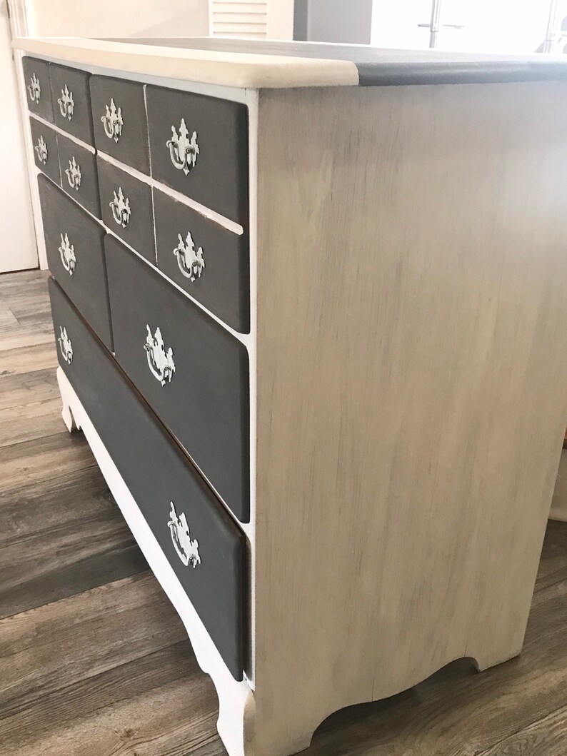 SOLD Vintage Gray and White Dresser Etsy