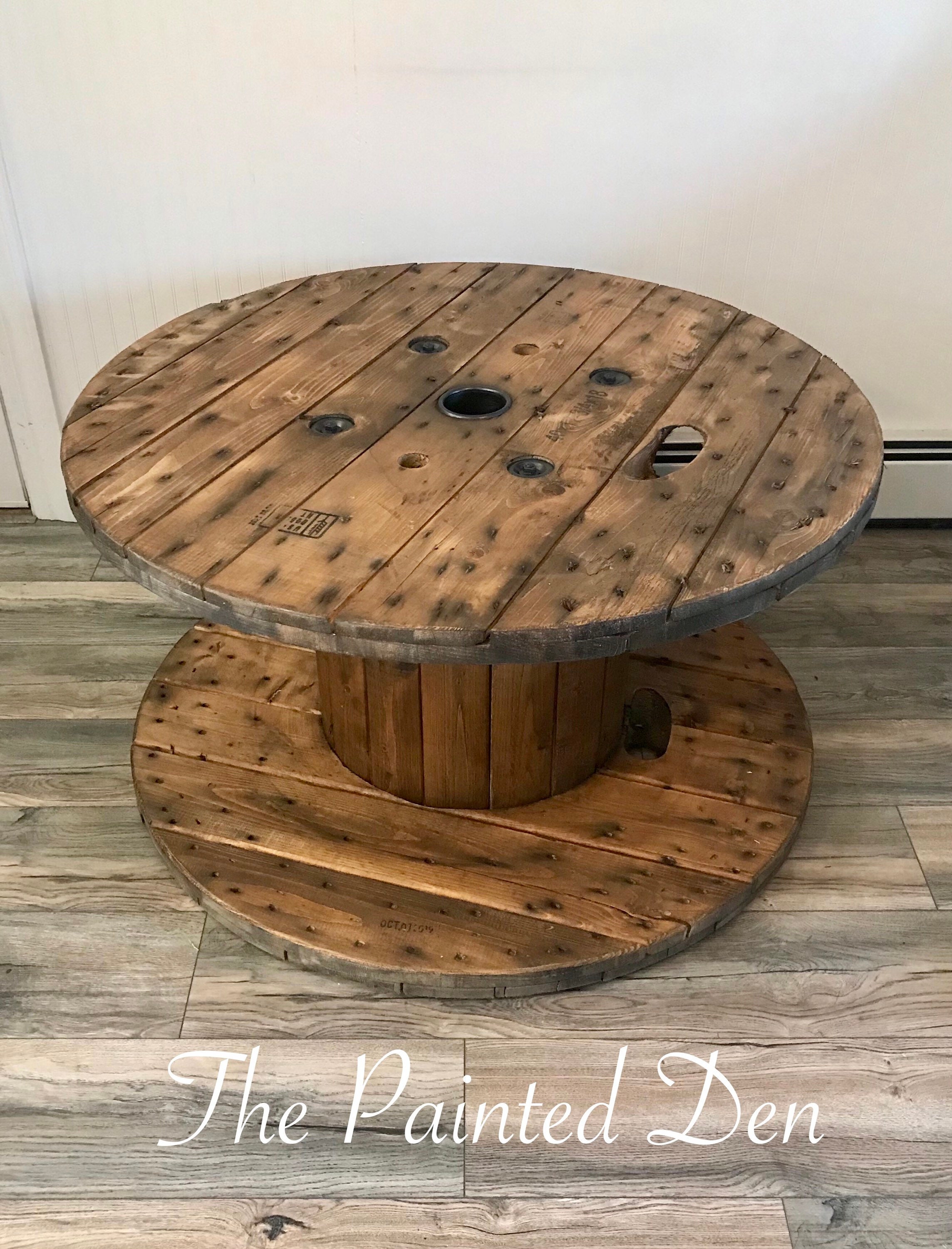 Repurposed Cable Spool Side Table 