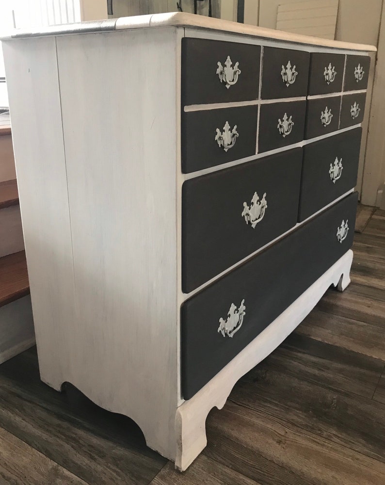 SOLD Vintage Gray and White Dresser Etsy