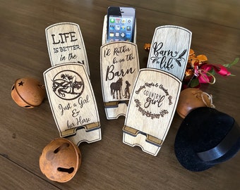 Cell Phone Stands with a Horse Barn Country Theme