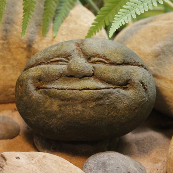 Snoozing Stones -  ‘Beaming Bert’ Outdoor Stone Effect Sleeping Character,  Happy, Smiling Garden Ornament