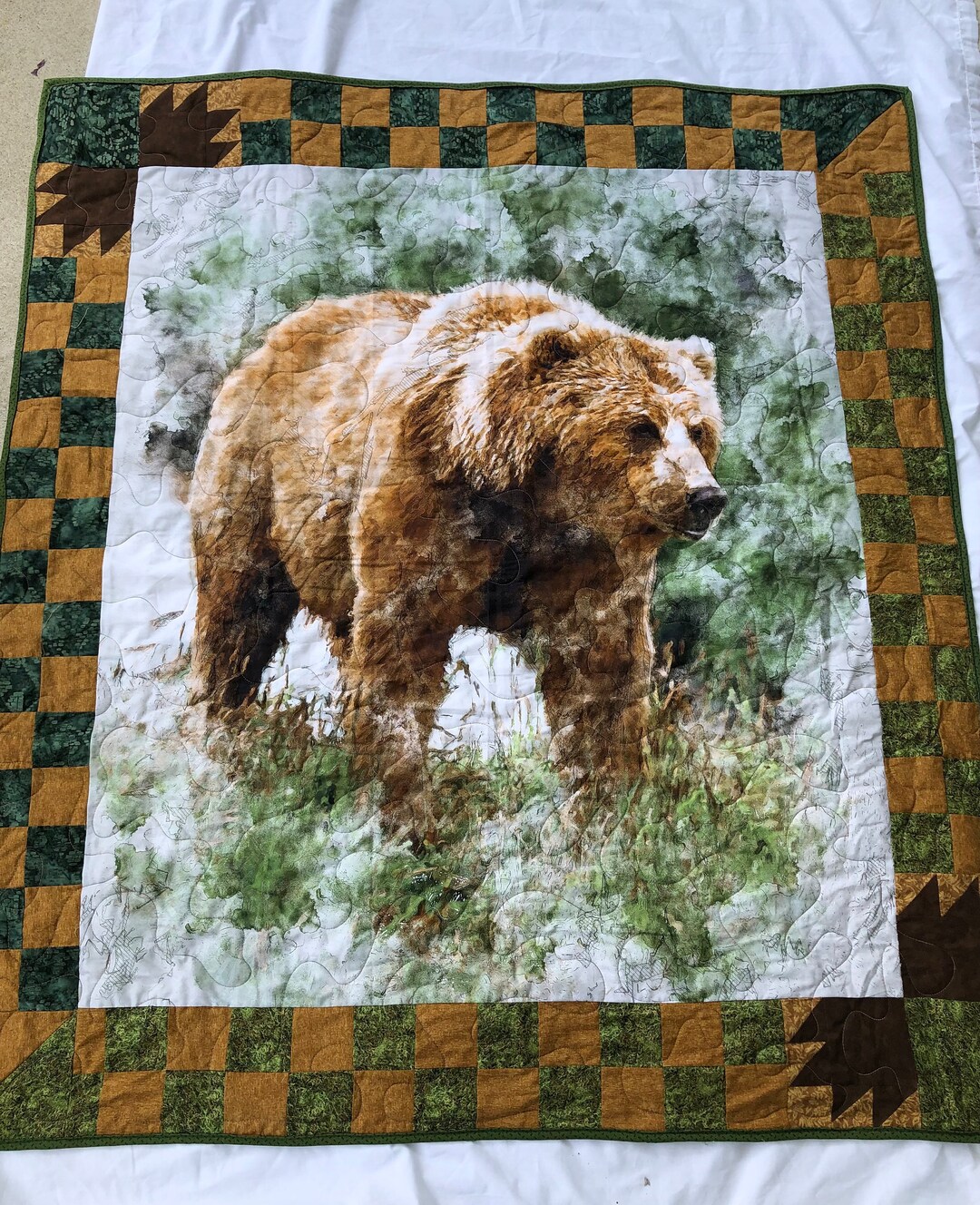 Brown Bear Quilt Etsy