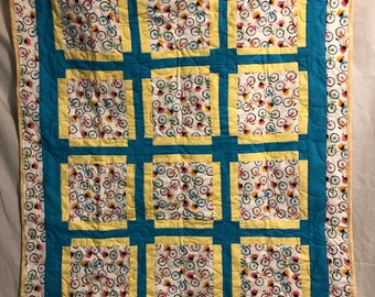 Flowers and Bicycle quilt