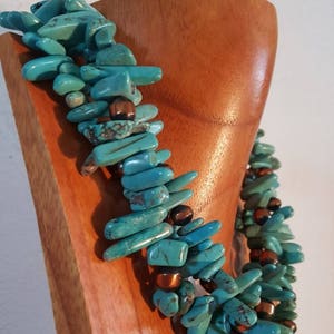 Turquoise Nugget Necklace/Copper Bead Necklace/Navajo Jewelry Necklace/ Impressive Turquoise Necklace