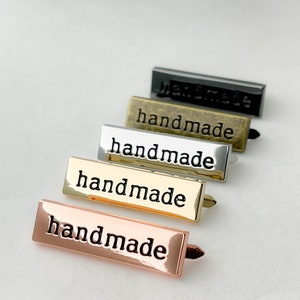 Handmade Nameplate , Metal Purse Label, Handmade Rectangle Tags, Bag tags, Bag Hardware, Handmade Label (5 pack)