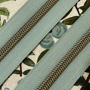 Sage Zipper Tape with Antique Bronze Nylon Coils | Size #5