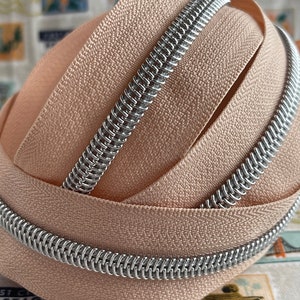 Phoenix Sand Zipper Tape with Silver Nylon Coil Size 5 Zipper by the Yard image 2